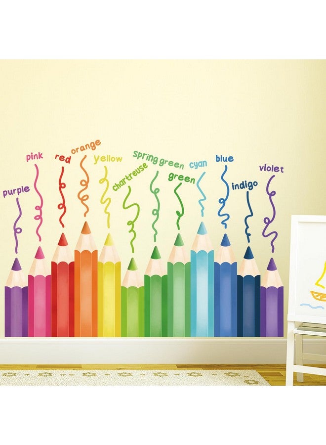 DECOWALL SG2-2417 Educational Pencil Crayons Wall Stickers Learning Color Educational Decals for Kids Girls Boys Room Bedroom Nursery Classroom Playroom Peel Stick Art Living Classroom - Image 3