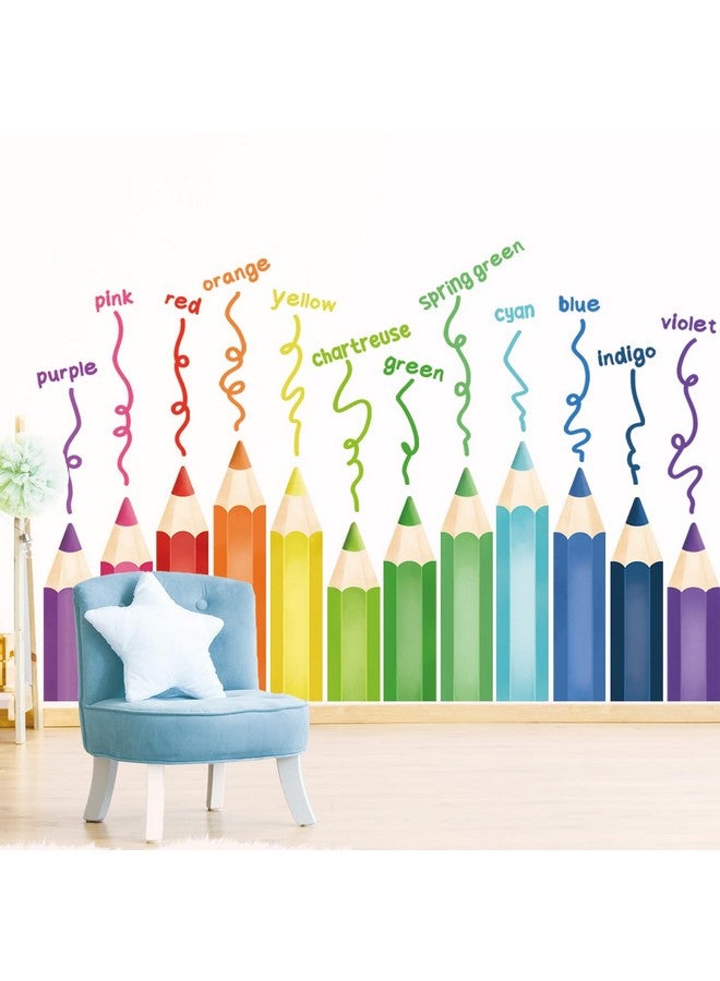 DECOWALL SG2-2417 Educational Pencil Crayons Wall Stickers Learning Color Educational Decals for Kids Girls Boys Room Bedroom Nursery Classroom Playroom Peel Stick Art Living Classroom - Image 4
