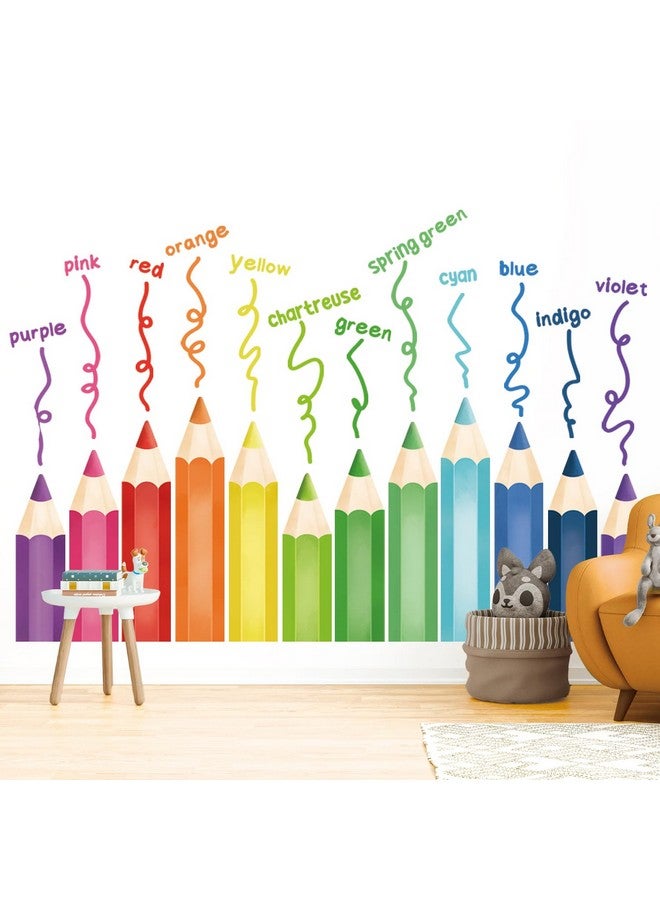DECOWALL SG2-2417 Educational Pencil Crayons Wall Stickers Learning Color Educational Decals for Kids Girls Boys Room Bedroom Nursery Classroom Playroom Peel Stick Art Living Classroom - Image 5
