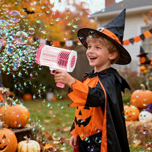 BOMOCO Bubble Machine Gun, 69 Holes Bubble Gun with Lights, Pink Outdoor Summer Beach Kids Bubbles Toys Birthday Wedding Party Halloween Fun for Girls Boys - Image 4