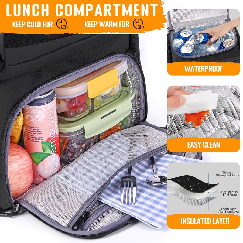DEYACE Lunch Box Backpack for Men, Tactical Cooler Backpack with Laptop Compartment Leakproof RFID Lunchbox Bag for Work - Image 3