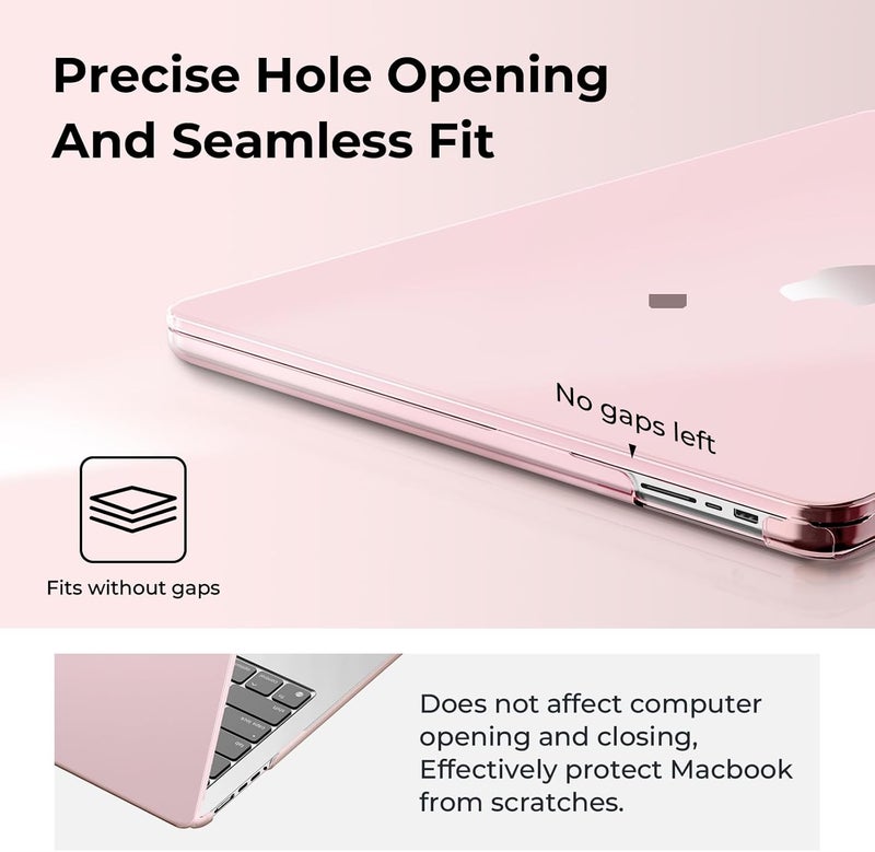 إيوكو حافظة متوافقة مع MacBook Air الجديد بحجم 15 بوصة، طرازات M5، M4، M3، M2 من الفترة من 2026 إلى 2023، مزودة بغطاء واقي شفاف رقيق جدًا، بلون وردي. - Image 5