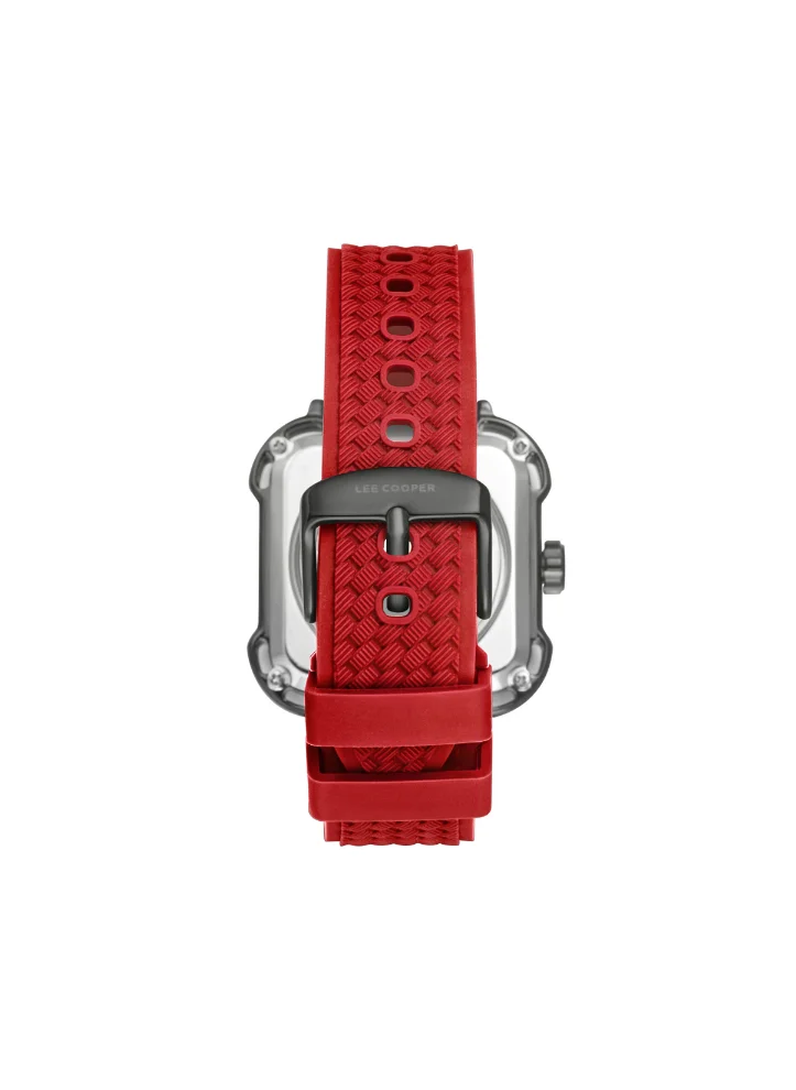 Lee Cooper Men's Automatic Display Watch With Red Silicone Strap - LC08072.688
