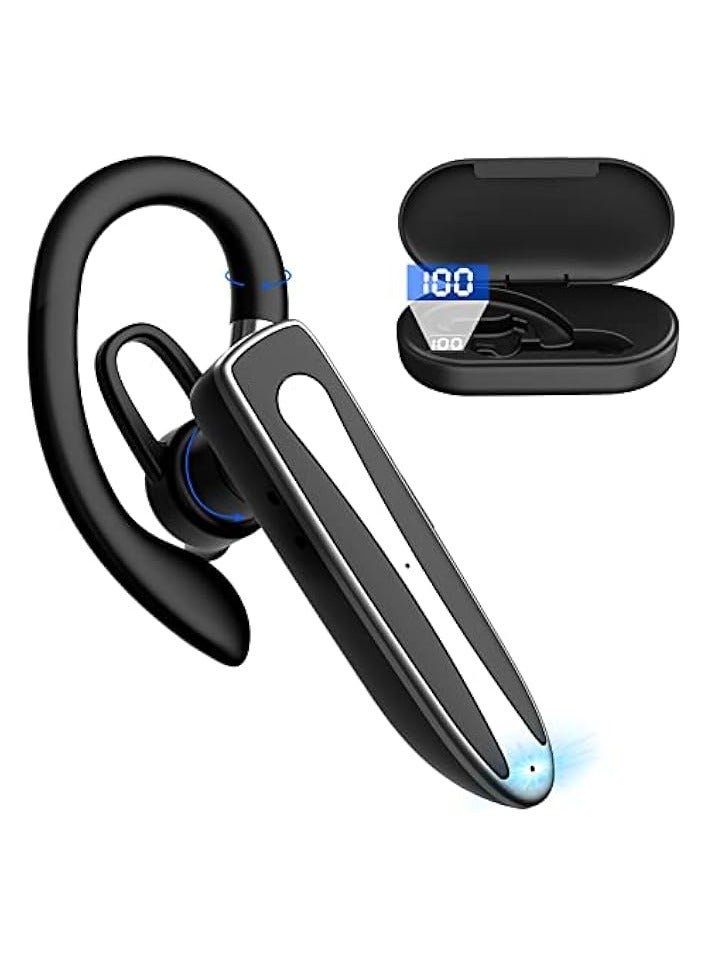 بروماس سماعة رأس بلوتوث للهاتف الخلوي، سماعة أذن لاسلكية بلوتوث 5.1 سماعة أذن واحدة بدون استخدام اليدين، مع ميكروفون مع علبة شحن، لمكالمات القيادة المكتبية المتوافقة مع Android/iPhone. - Image 1