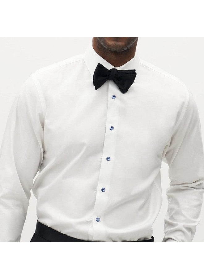 هاوسن طقم أزرار أكمام ومسامير من الكريستال لقمصان السهرة الرجالية مع صندوق هدايا - زوج واحد من أزرار الأكمام مع 6 قطع من المسامير - أزرق - Image 5