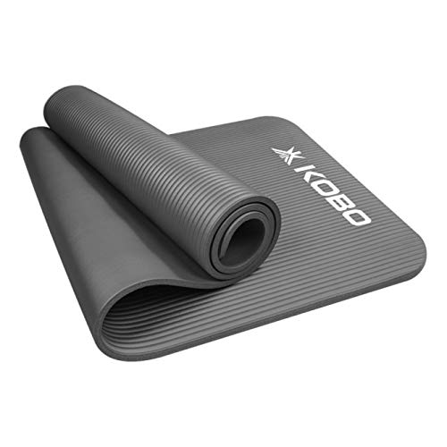 Kobo NBR Athletica Yoga Mat- Multi-use Thick Exercise Mat, Non-slip and Anti-tear. Great for Hot Yoga and the Gym, Home Workout, Pilates, Physio and Camping. Includes Carrying Strap. (15 mm, Grey) - Image 3