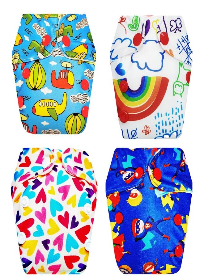 حفاضات قماشية فاخرة من دمبلدو للأطفال حديثي الولادة مع حشوة داخلية (عبوة من 4 قطع) | ناعمة ولطيفة | تسمح بمرور الهواء | مناسبة للسفر | ضرورية للاستخدام اليومي | من 0 إلى 4 أشهر | للجنسين - Image 1