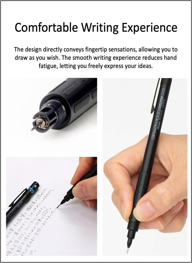 QULLITY Graph 1000 for Pro Mechanical Drafting Pencil Set (0.3mm / 0.4mm / 0.5mm / 0.7mm / 0.9mm), qullity original Black slim pen case - Image 3
