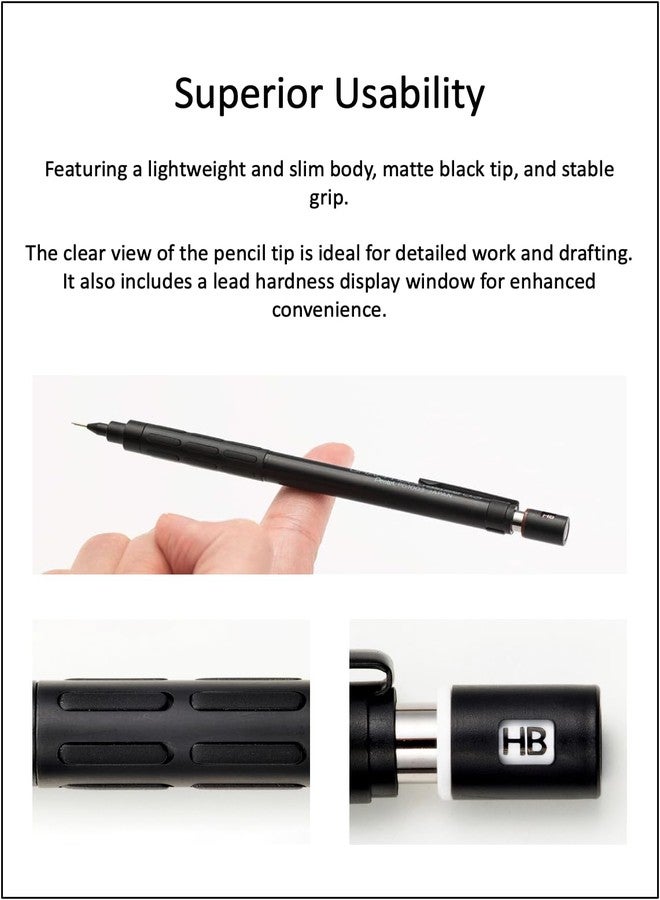 QULLITY Graph 1000 for Pro Mechanical Drafting Pencil Set (0.3mm / 0.4mm / 0.5mm / 0.7mm / 0.9mm), qullity original Black slim pen case - Image 2