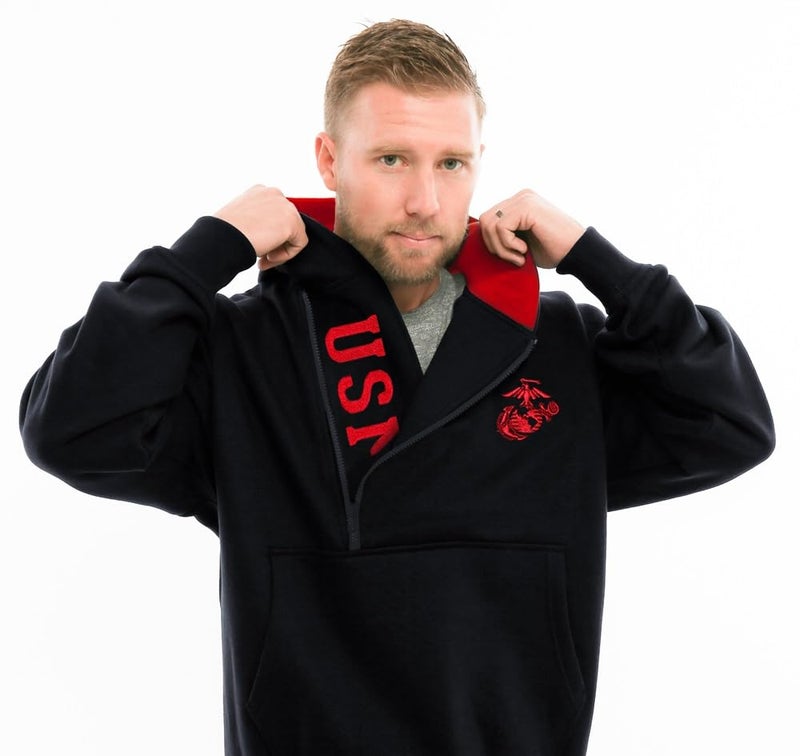 Malham USA Malham United States Marine Corps Half Zip Hoody - 2XL Black - Image 2