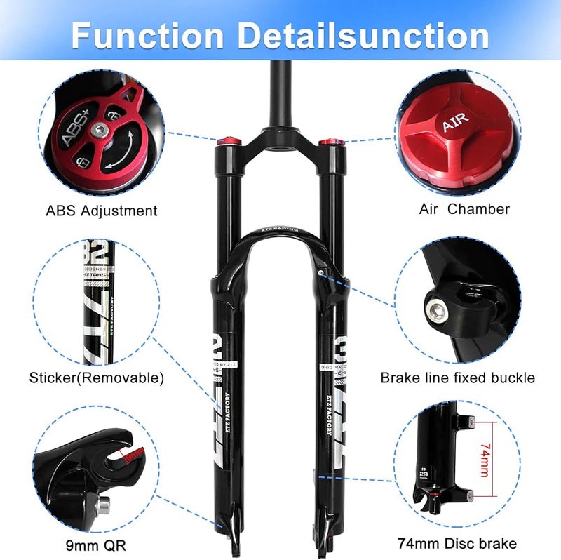 ZTZ Mountain Front Fork 26 Inch 27.5 Inch 29 Inch Double Air Chamber Fork Bicycle Shock Absorber Front Fork Air Fork - Image 2