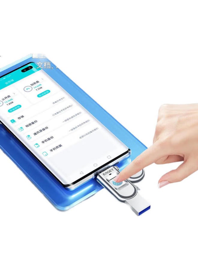 EAGET محرك أقراص فلاش Eaget 128Gb Type-C Usb3.0 مع بصمة مشفرة Fu68 واجهة مزدوجة عالية السرعة للاستخدام المزدوج في الأعمال المكتبية - Image 3