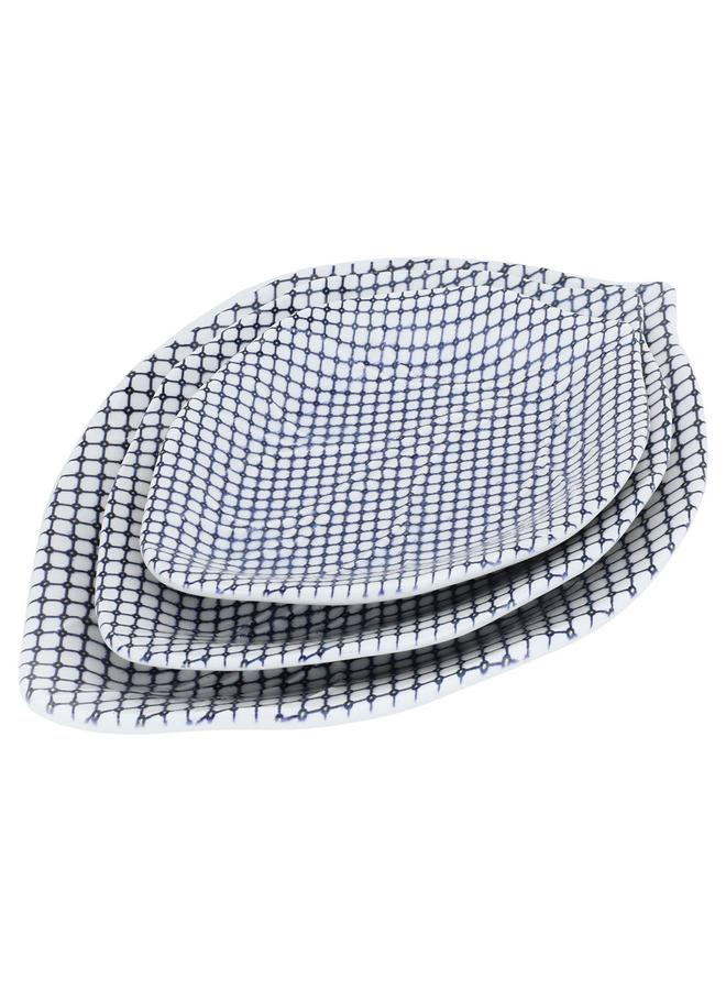 السيف  طقم أطباق تقديم من البورسلين على شكل ورقة شجر مكون من 3 قطع باللون الأبيض - Image 1