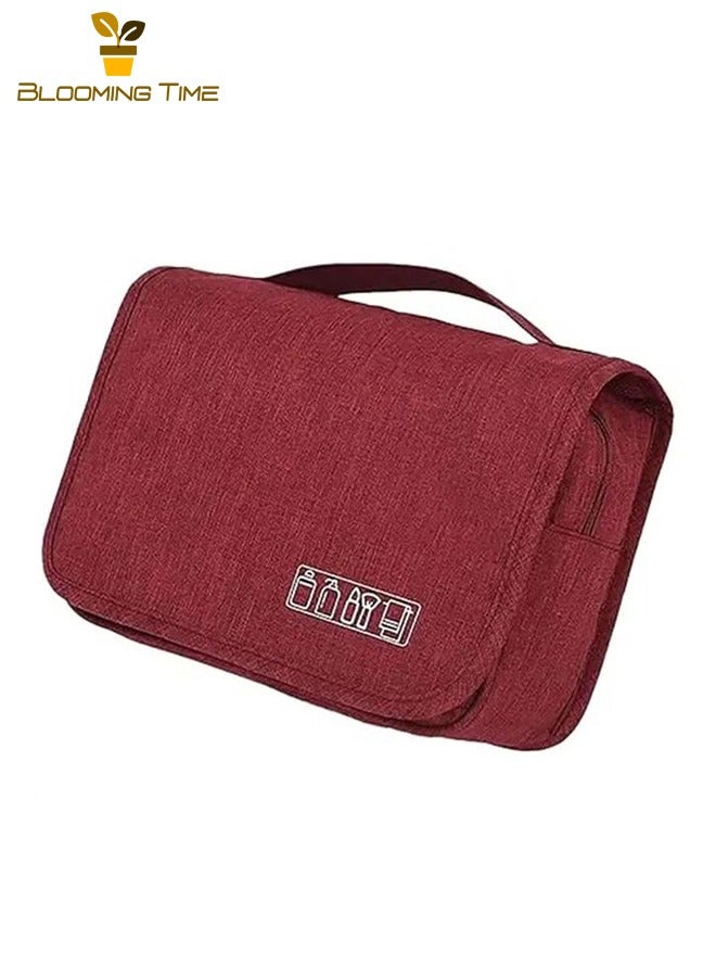 بلومنغ تايم حقيبة تخزين أدوات الزينة المحمولة ذات السعة الكبيرة لرحلات العمل أثناء السفر، حقيبة تخزين أدوات الزينة المحمولة للرجال والنساء لرحلات العمل ذات السعة الكبيرة، حقيبة تخزين أدوات الزينة المعلقة للفصل الرطب والجاف، حقيبة مستحضرات تجميل محمولة ذات سعة كبيرة، حقيبة تخزين أدوات الزينة المحمولة لرحلات العمل للرجال، أحمر - Image 1