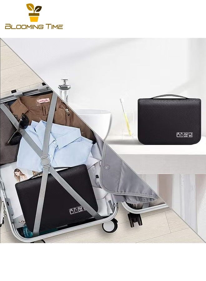 بلومنغ تايم حقيبة تخزين أدوات الزينة المحمولة ذات السعة الكبيرة لرحلات العمل أثناء السفر، حقيبة تخزين أدوات الزينة المحمولة للرجال والنساء لرحلات العمل ذات السعة الكبيرة، حقيبة تخزين أدوات الزينة المعلقة للفصل الرطب والجاف، حقيبة مستحضرات تجميل محمولة ذات سعة كبيرة، حقيبة تخزين أدوات الزينة المحمولة لرحلات العمل للرجال، أحمر - Image 3