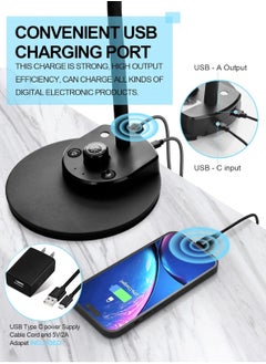LOOPITYS LED Desk Lamp,3 Color Modes,Table Lamp for Bedside with USB Charging Port,Flexible Gooseneck Task Lamp Auto Dimming for Reading Study(Black,Adapter Include)  - Image 2