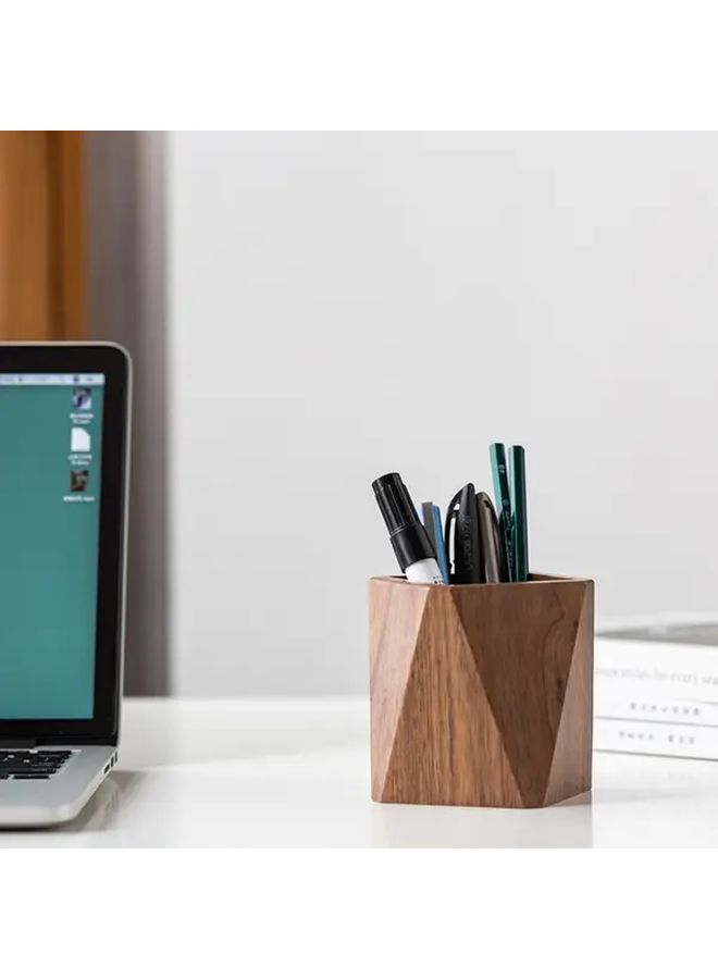 Recycled Black Walnut Desktop Organizer Square Model Pen Pencil Holder Lightweight Storage Box - Image 4