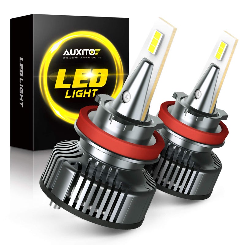 AUXITO H11 LED Bulbs H8 H9 LED Lights 80W 16000LM Per Pair 500 Percent Brighter 6500K Cool White Angle Adjustable CanBus Ready Bulbs Pack of 2 Y13