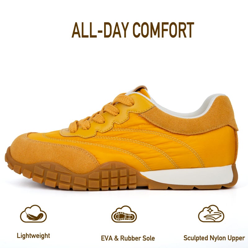 BeeLg Yellow Casual Sneaker for Women Lace-Up Trendy Tennis Walking Comfortable Sneakers with Memory Foam Insole - Image 4