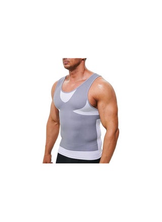 Mens Compression Shirt, Mens Slimming Body Shaper Vest, Muscle Training Tank, Undershirt Square Cut Muscle Tank, Top Workout Vest Abs Abdomen Slim, for Outdoor, Indoor Activity(XL)(Light Grey) - pzsku/Z1814EA26BF5272EC676AZ/45/_/1702544581/02c3a452-a54b-41ae-9f14-ffceb5a67fbd