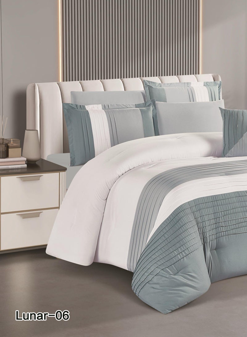 Red Rose 7 Pieces Comforter Microfiber Set King Size with Modern Striped Design and Embroidery 240*260 cm - Image 4