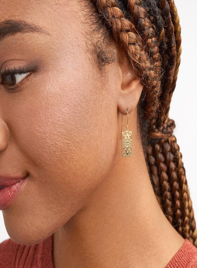 مورجان آند بايدج أقراط متدلية بتصميم عقدة سلتيك من مورغان آند بيج، مصنوعة من الفضة الإسترليني عيار 925 ومطلية بالذهب عيار 18 قيراطًا، بتصميم مستطيل أنيق، هدية مجوهرات رقيقة ومضادة للحساسية. - Image 2