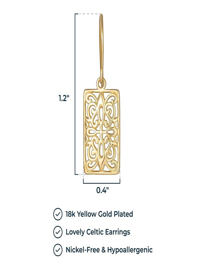 مورجان آند بايدج أقراط متدلية بتصميم عقدة سلتيك من مورغان آند بيج، مصنوعة من الفضة الإسترليني عيار 925 ومطلية بالذهب عيار 18 قيراطًا، بتصميم مستطيل أنيق، هدية مجوهرات رقيقة ومضادة للحساسية. - Image 3