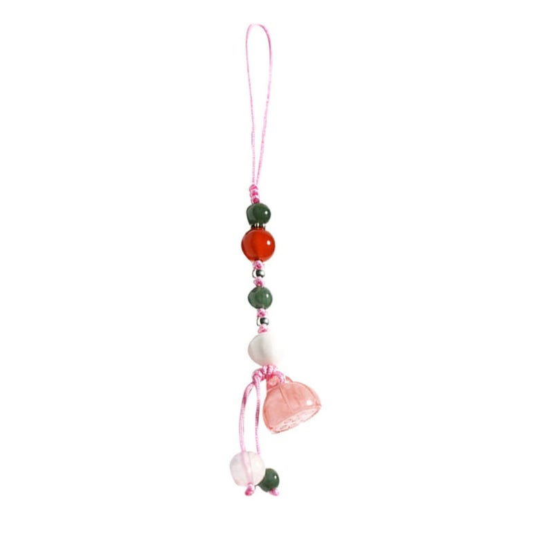 Pink Jade Agate Phone Pendant Charm Keychain Wrist Lanyard Vintage Women Accessory - Image 2