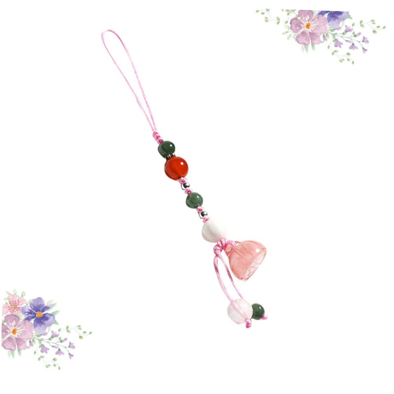 Pink Jade Agate Phone Pendant Charm Keychain Wrist Lanyard Vintage Women Accessory - Image 4