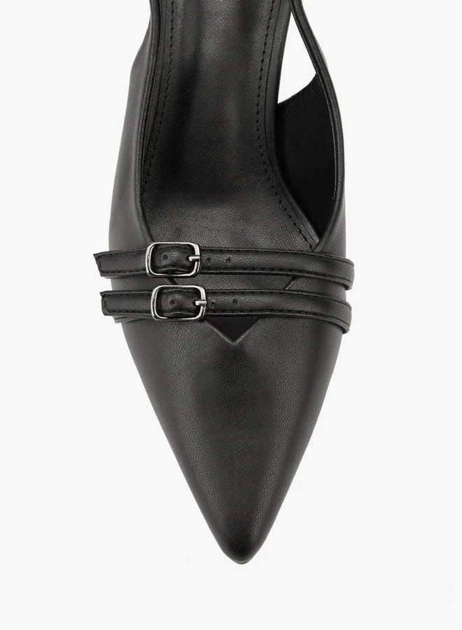 Flora Bella By Shoexpress Buckle Accent Shoes with Flared Heels