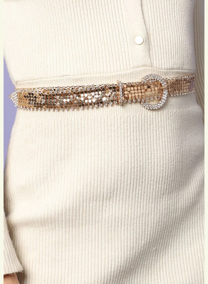 Haute Sauce Casual Textured Metal Waist Belt For Women