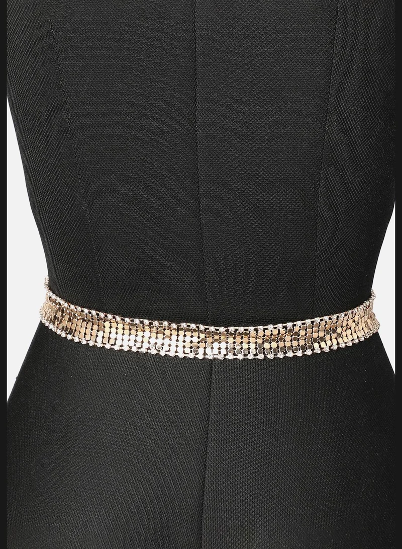 Haute Sauce Casual Textured Metal Waist Belt For Women