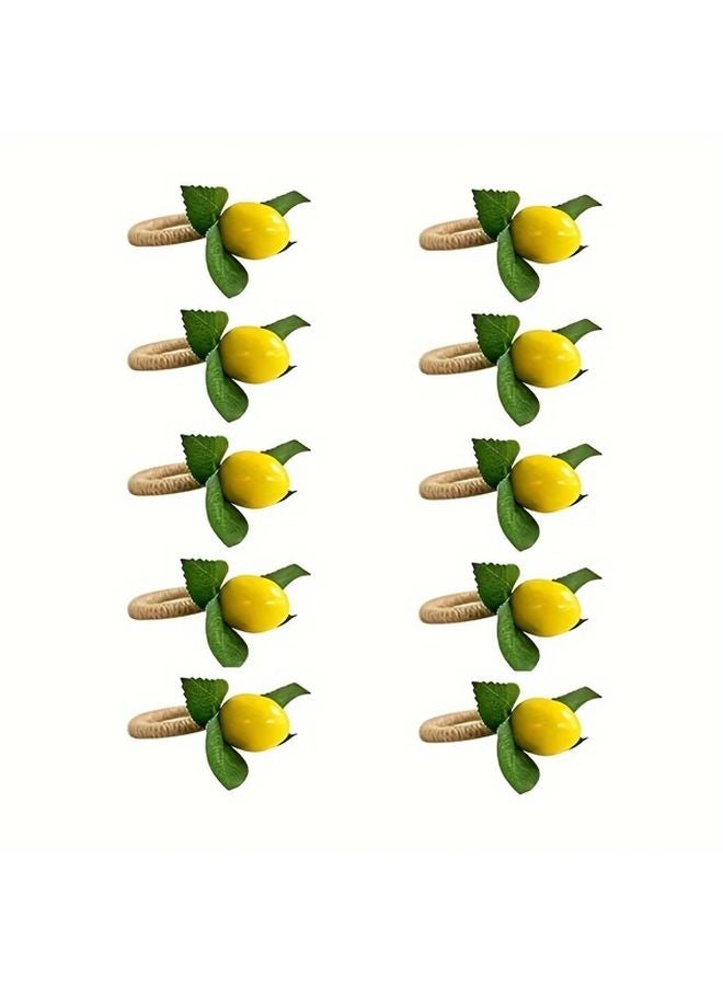 10pcs Handmade Lemon Napkin Rings For Weddings Dinners Banquets - Image 1