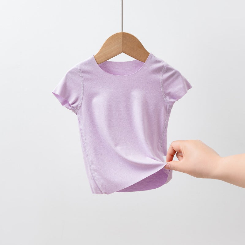 Children'S Short-Sleeved Summer Thin Modal Children'S Ice Silk Top Boys' Breathable T-Shirt Teenagers Base Shirt - Image 1