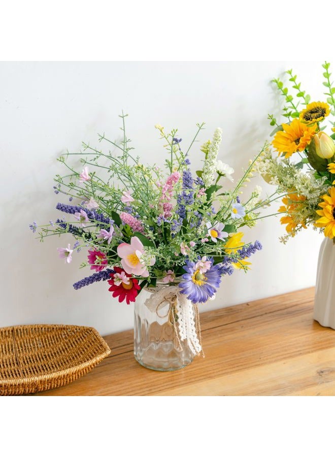 LUEUR Artificial Daisy Flowers Fake Silk Spring Flowers Colorful Flowers Fake Wildflowers Greenery Shrubs Plastic Plants Arrangements Bouquet for Home Indoor Table Vase Wedding Party Decor - Image 5