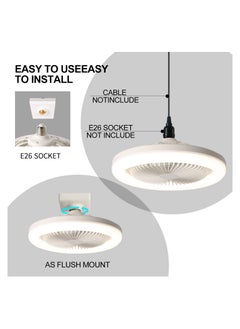 KASTWAVE Ceiling Fan with Lights, Ceiling Light with Silent Fan Delier with Remote Control or Switch Control, Easy Installation Lamp Holder for Indoor, Living Room, Bedroom, White  - Image 5