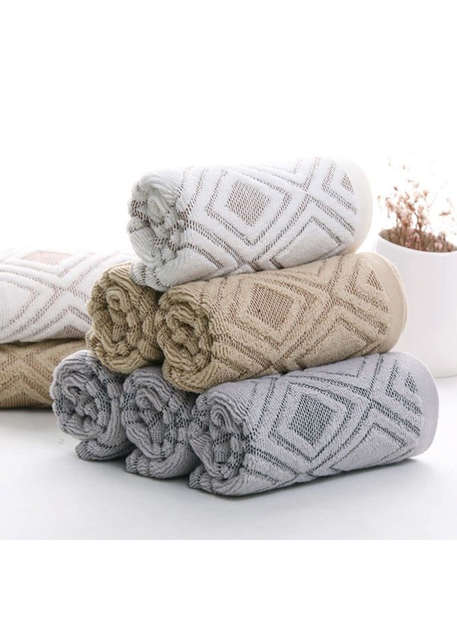 Pidada Hand Towels Set of 2 Diamond Pattern 100% Cotton Absorbent Soft Decorative Towel for Bathroom 13.4 x 29.5 Inch (Beige Brown) - Image 4