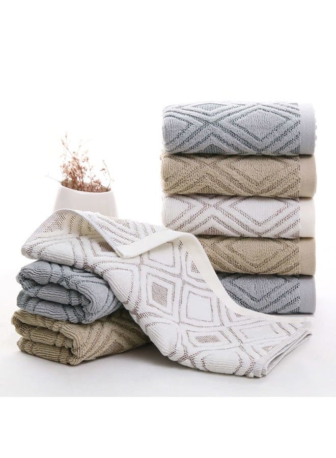 Pidada Hand Towels Set of 2 Diamond Pattern 100% Cotton Absorbent Soft Decorative Towel for Bathroom 13.4 x 29.5 Inch (Beige Brown) - Image 3