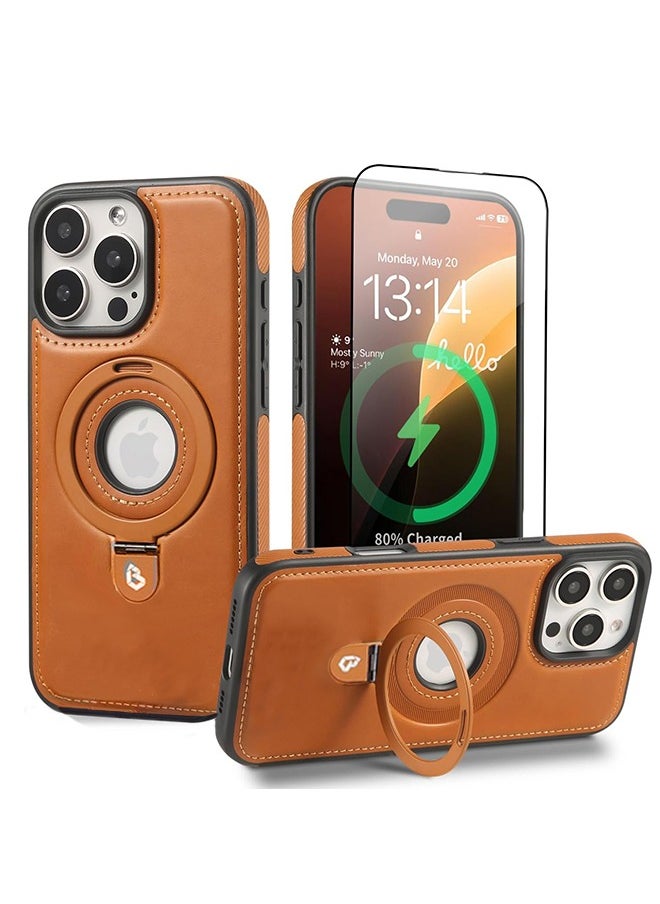 Magnetic Stand for iPhone 16 Pro Max Case Cover with Screen Protector, Protective iPhone 16 Pro Max Case Leather Compatible with MagSafe, Built-in Kickstand for Men Women, Brown - pzsku/Z18156DF33DCB492B675BZ/45/_/1728357083/4273b9a7-6888-482f-9322-966cf7cd92a8