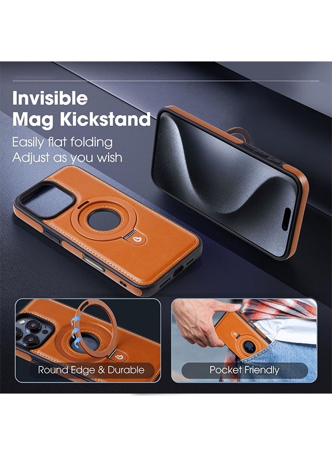 Magnetic Stand for iPhone 16 Pro Max Case Cover with Screen Protector, Protective iPhone 16 Pro Max Case Leather Compatible with MagSafe, Built-in Kickstand for Men Women, Brown - pzsku/Z18156DF33DCB492B675BZ/45/_/1728357161/98da51ed-d05b-46a9-9b9f-48b775adb6d8