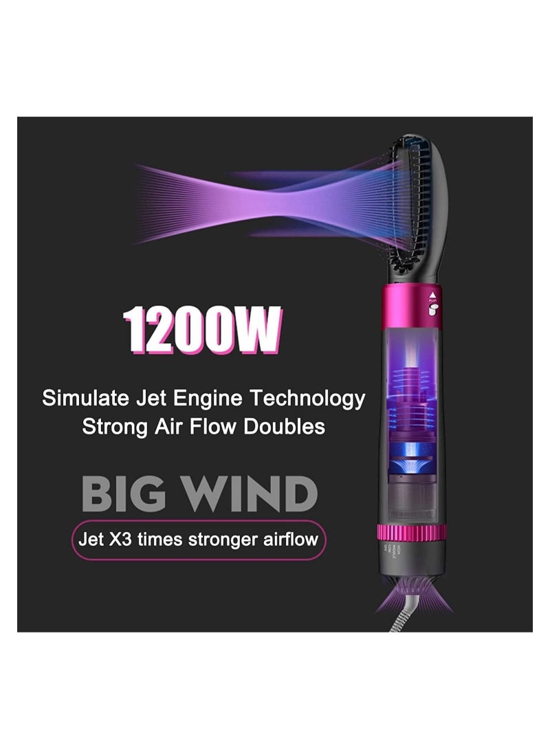 Generic Dryer And Styler 5 In 1，Styler For Straightening Curly Hair Dry Combing Scalp Massage Styling Black/Purple  - Image 3