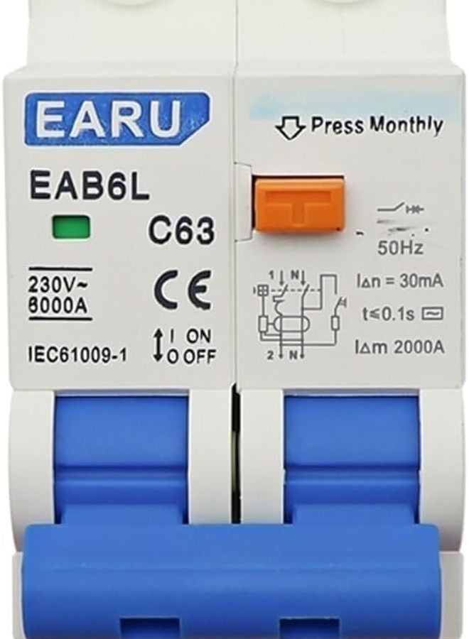 2P 10A RCCB RCD قاطع دائرة التيار المتبقي حماية من الحمل الزائد والدائرة القصيرة - Image 1
