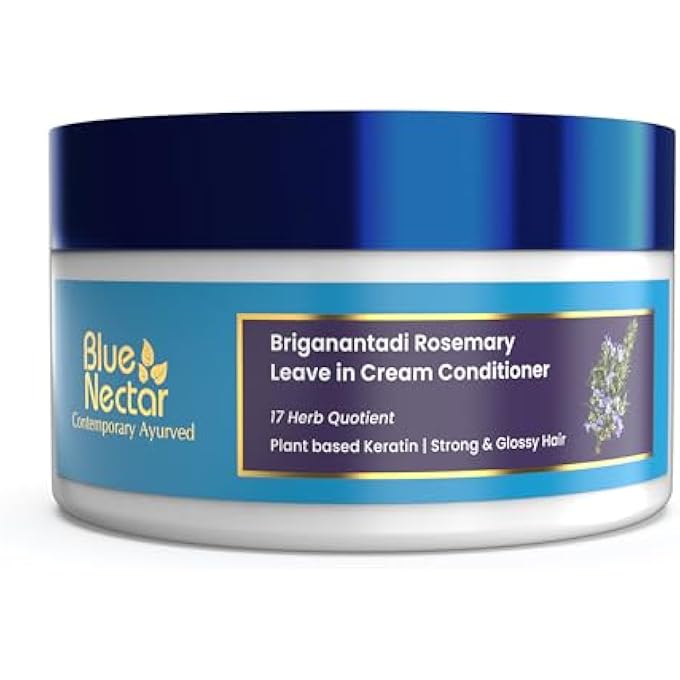 Blue Nectar بلسم إكليل الجبل بدون شطف للشعر القوي واللامع | كريم كيراتين طبيعي للشعر للرجال والنساء | علاج خالي من البارابين والسلفات (16 عشبة، 200 جرام) - Image 1