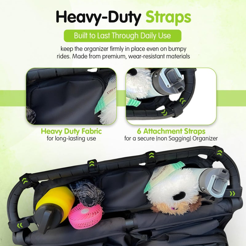 Booyah Strollers Double Stroller Organizer for Bob Duallie and Baby Jogger City Mini GT - Image 3