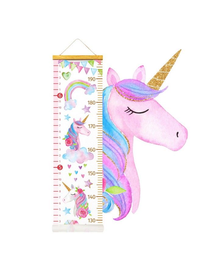 HomeEvolution Kids Growth Chart Height Measuring Chart Classical Canvas Wall Hanging Rulers For Baby Children Girls Bedroom Decor (Unicorn) - Image 3
