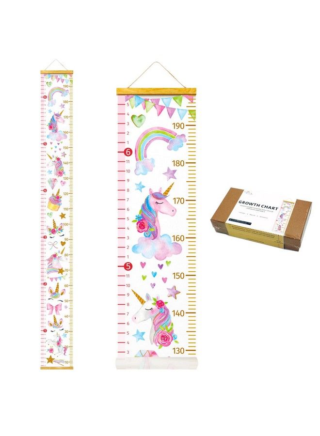 HomeEvolution Kids Growth Chart Height Measuring Chart Classical Canvas Wall Hanging Rulers For Baby Children Girls Bedroom Decor (Unicorn) - Image 2