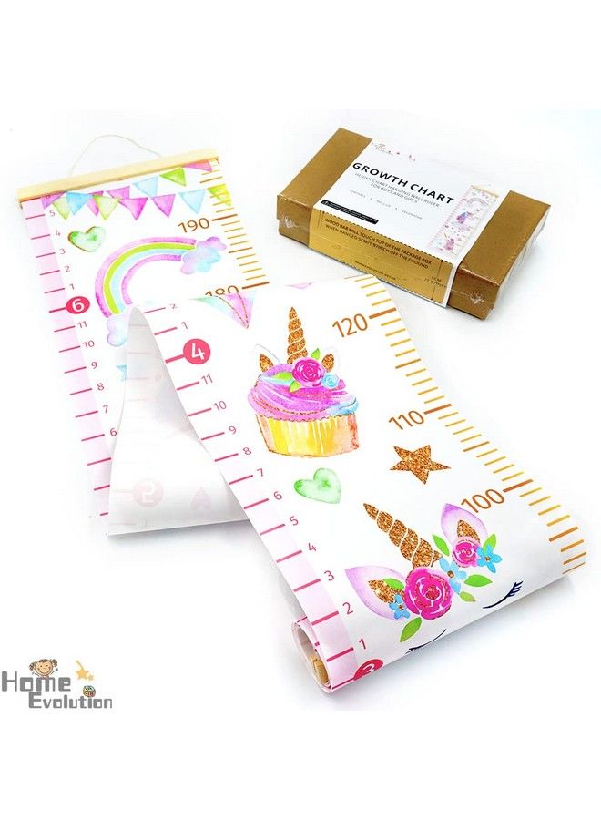 HomeEvolution Kids Growth Chart Height Measuring Chart Classical Canvas Wall Hanging Rulers For Baby Children Girls Bedroom Decor (Unicorn) - Image 5