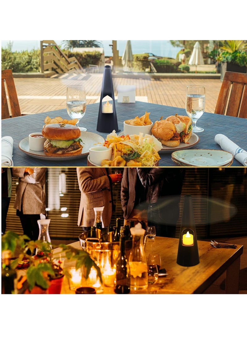 SYOSI مراوح طاولة للطيران، مراوح للطاولة الخارجية ومراوح سطح الطاولة مع أضواء شاي LED للتزيين، مروحة طاردة للحشرات خفيفة الوزن وخالية من الروائح، ابقِ الذباب بعيدًا عن طعامك واستمتع بوجبة خارجية (أسود) - Image 2