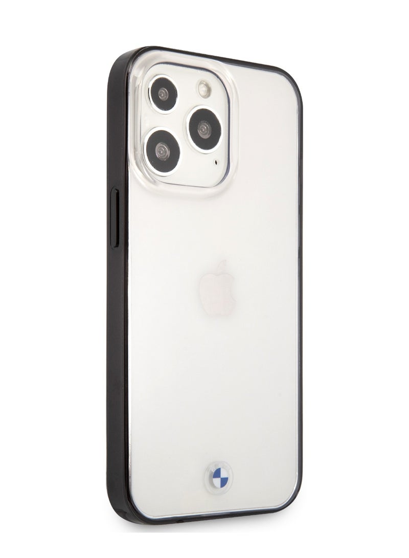بي إم دبليو جراب شفاف صلب من البولي كربونات/البولي يوريثين الحراري بحواف متوافق مع هاتف iPhone 13 Pro (6.1 بوصة) مع سهولة الوصول إلى جميع المنافذ ومضاد للخدش - أسود - Image 3