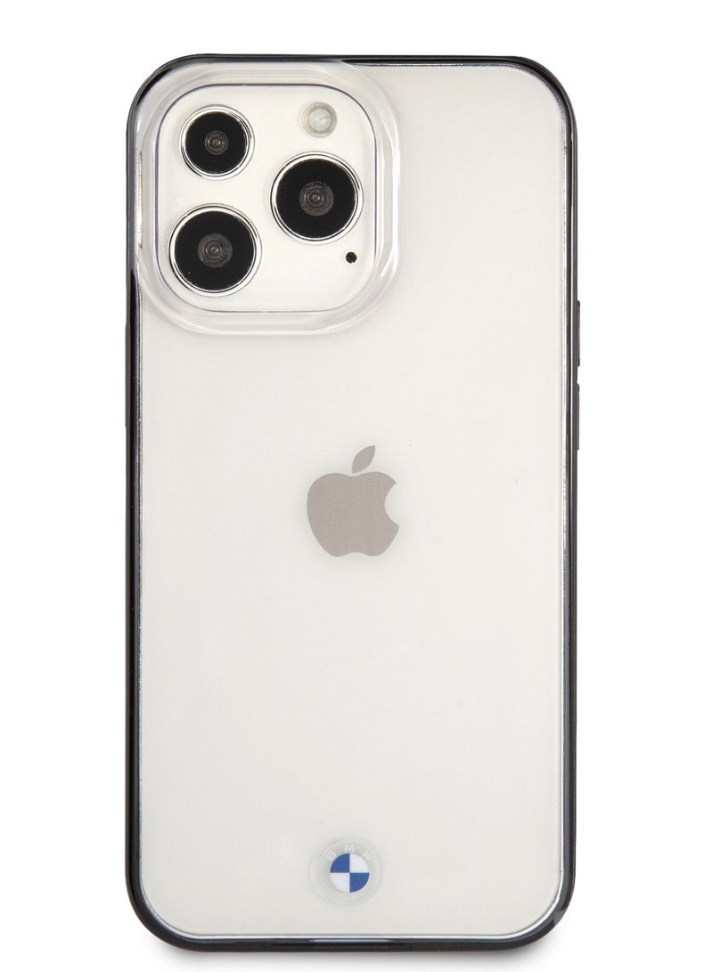 بي إم دبليو جراب شفاف صلب من البولي كربونات/البولي يوريثين الحراري بحواف متوافق مع هاتف iPhone 13 Pro (6.1 بوصة) مع سهولة الوصول إلى جميع المنافذ ومضاد للخدش - أسود - Image 1